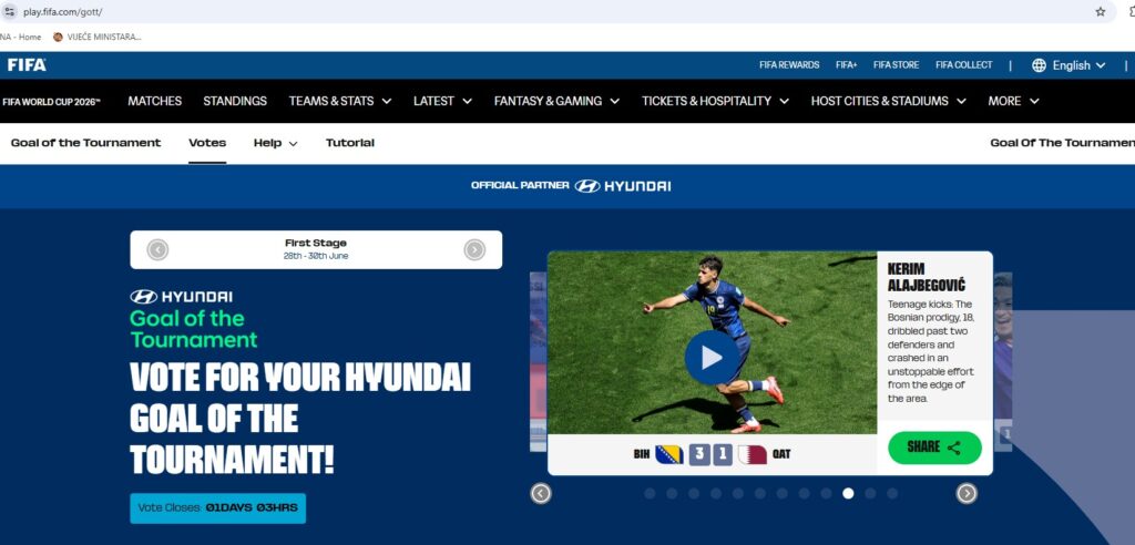 Alajbegovićev go na FIFA-inoj listi najljepših 