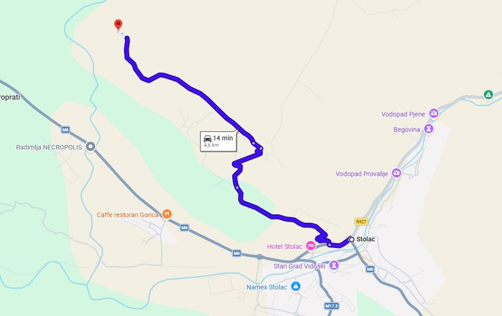 Google mapa - od Stoca do Daorsona