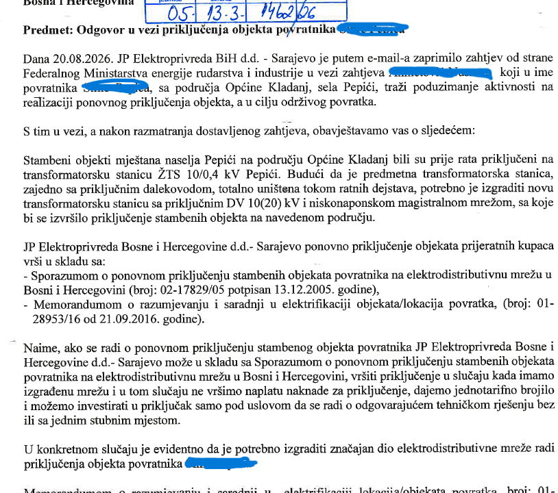 Odgovor iz Elektroprivrede BiH